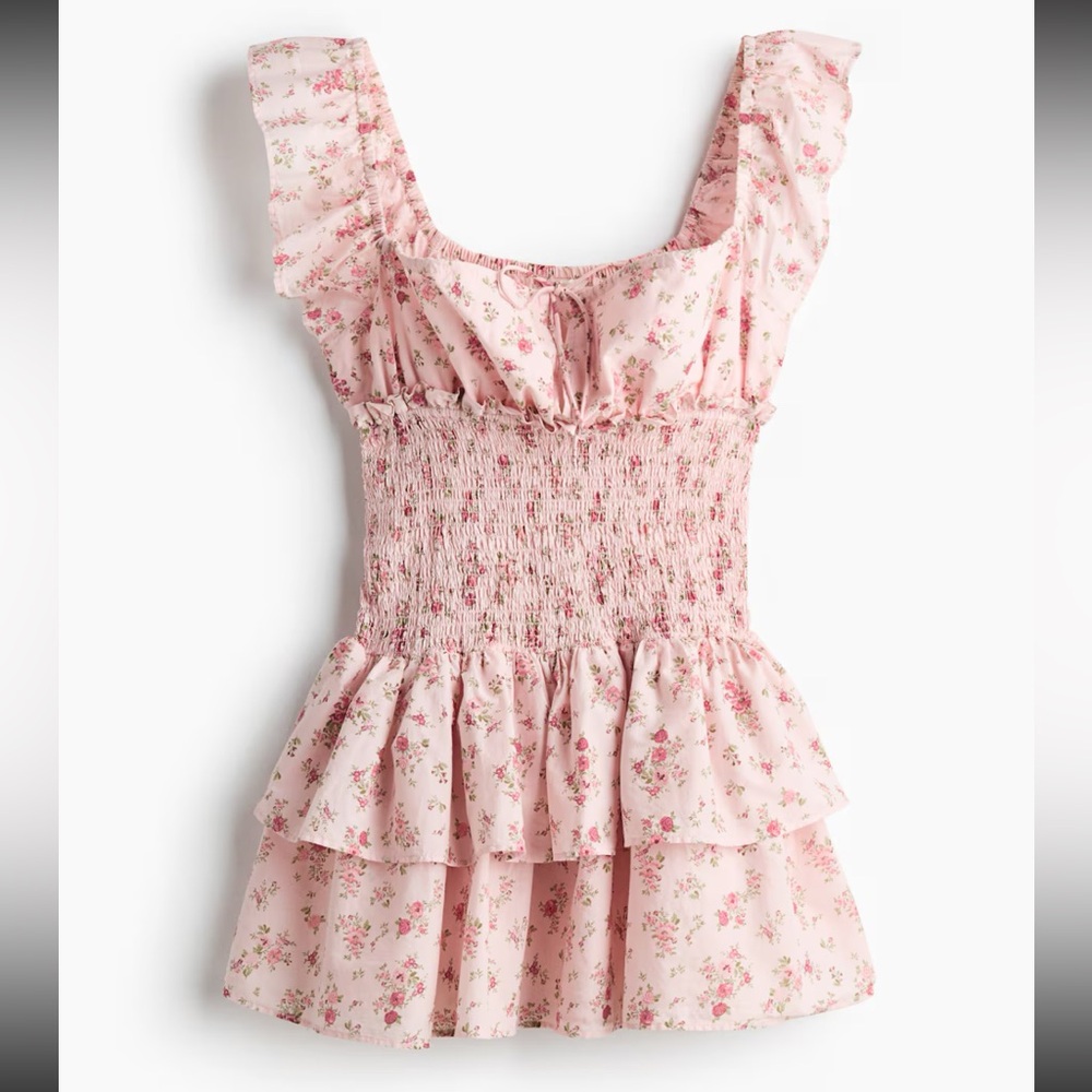 100% Cotton Pink Floral Flowy Dress NWT - Picture 2 of 3